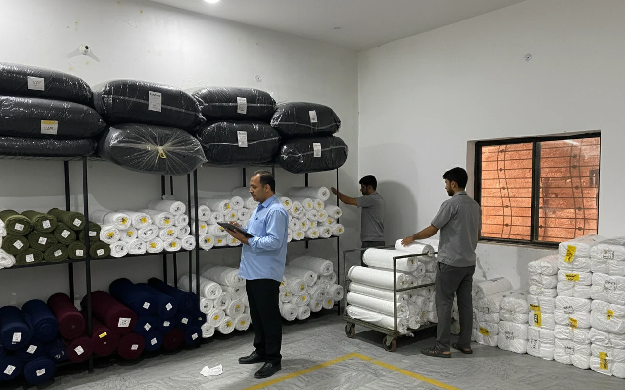 Raw Fabric Roll Warehouse and Material Staging