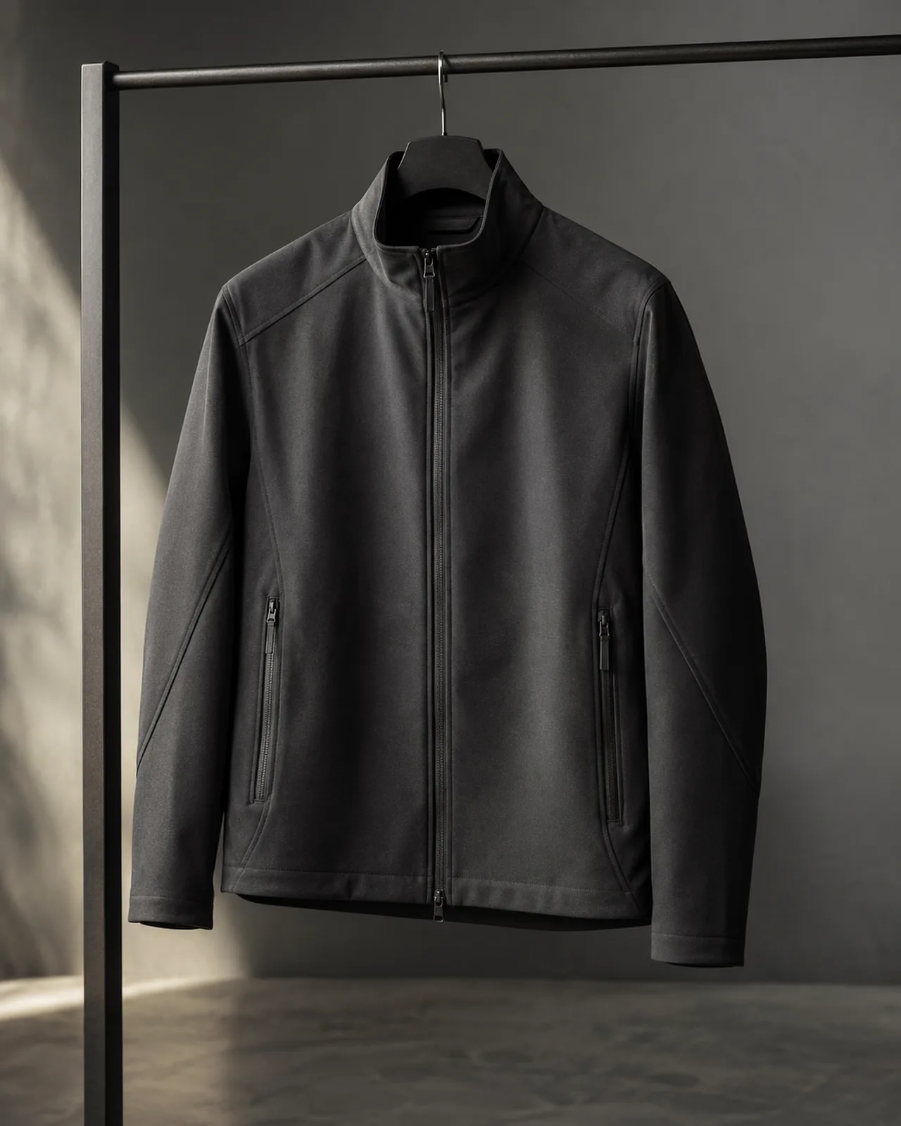 Matte Black Outerwear Jacket Construction